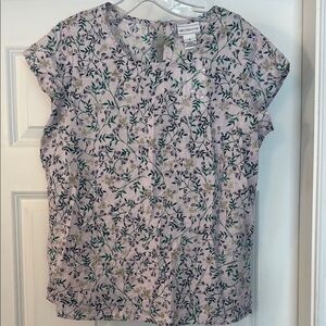 Liz Claiborne Pale Lilac Eyelet Floral Blouse